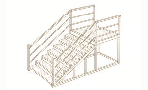 Изображение для товара Лестница металлическая с перилами (3 ступеней, решетчатая поверхность, без площадки)