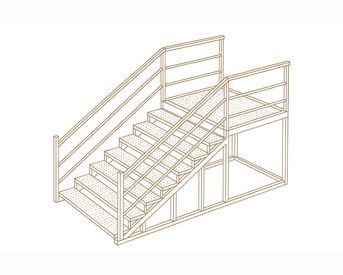 Изображение для товара Лестница металлическая с перилами (4 ступеней, просечно-вытяжной лист, без площадки)