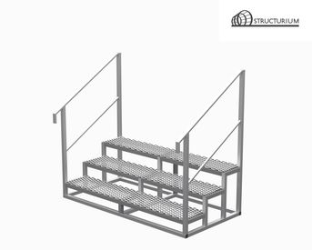 Изображение для товара Лестница металлическая с перилами (3 ступени)